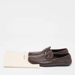 Pre Owned Salvatore Ferragamo Brown Leather Gaiano Loafers Size 43