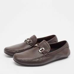 Pre Owned Salvatore Ferragamo Brown Leather Gaiano Loafers Size 43