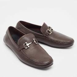 Pre Owned Salvatore Ferragamo Brown Leather Gaiano Loafers Size 43