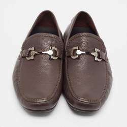 Pre Owned Salvatore Ferragamo Brown Leather Gaiano Loafers Size 43
