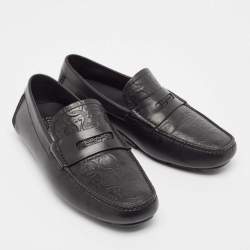 Pre Owned Salvatore Ferragamo Black Leather Slip On Loafers Size 42.5