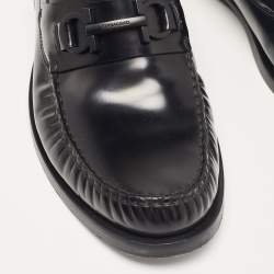 Pre Owned Salvatore Ferragamo Black Leather Fort Gancini Loafers Size 43.5