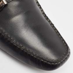 Salvatore Ferragamo Black Leather Gancio Loafers Size 47