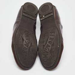 Salvatore Ferragamo Brown Leather and Suede Low Top Sneakers Size 43.5