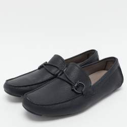 Pre Owned Salvatore Ferragamo Blue Leather Braided Gancini Loafers Size 43.5