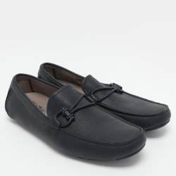 Pre Owned Salvatore Ferragamo Blue Leather Braided Gancini Loafers Size 43.5