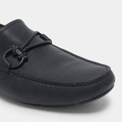 Pre Owned Salvatore Ferragamo Blue Leather Braided Gancini Loafers Size 43.5