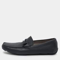 Pre Owned Salvatore Ferragamo Blue Leather Braided Gancini Loafers Size 43.5