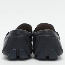 Pre Owned Salvatore Ferragamo Blue Leather Braided Gancini Loafers Size 43.5