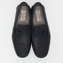 Pre Owned Salvatore Ferragamo Blue Leather Braided Gancini Loafers Size 43.5