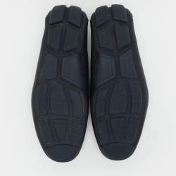 Pre Owned Salvatore Ferragamo Blue Leather Braided Gancini Loafers Size 43.5
