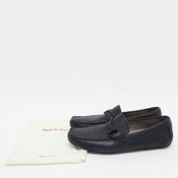Pre Owned Salvatore Ferragamo Blue Leather Braided Gancini Loafers Size 43.5