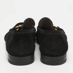 Pre Owned Salvatore Ferragamo Black Suede Gancini Loafers Size 43.5