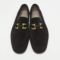 Pre Owned Salvatore Ferragamo Black Suede Gancini Loafers Size 43.5