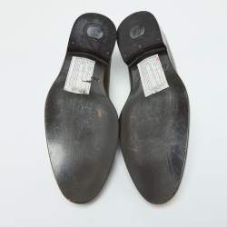 Pre Owned Salvatore Ferragamo Green Leather Gancio Loafers Size 42.5