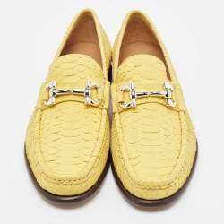 Pre Owned Salvatore Ferragamo Yellow Python Leather Mason Loafers Size 41.5