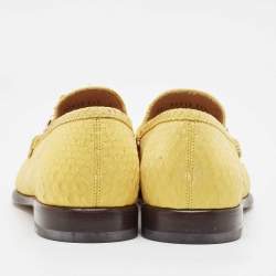 Pre Owned Salvatore Ferragamo Yellow Python Leather Mason Loafers Size 41.5