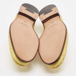 Pre Owned Salvatore Ferragamo Yellow Python Leather Mason Loafers Size 41.5