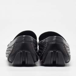 Pre Owned Salvatore Ferragamo Black Woven Leather Gancini Penny Loafers Size 40