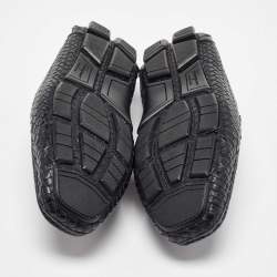 Pre Owned Salvatore Ferragamo Black Woven Leather Gancini Penny Loafers Size 40