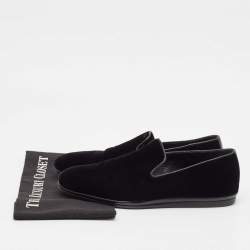 Salvatore Ferragamo Black Leather and Velvet Driver Loafers Size 41