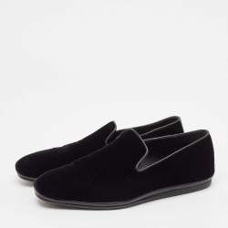 Salvatore Ferragamo Black Leather and Velvet Driver Loafers Size 41