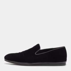 Salvatore Ferragamo Black Leather and Velvet Driver Loafers Size 41