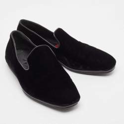 Salvatore Ferragamo Black Leather and Velvet Driver Loafers Size 41