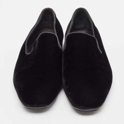 Salvatore Ferragamo Black Leather and Velvet Driver Loafers Size 41