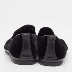 Salvatore Ferragamo Black Leather and Velvet Driver Loafers Size 41