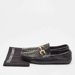 Salvatore Ferragamo Black Python Leather Mason Loafers Size 43.5