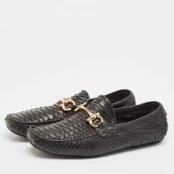 Salvatore Ferragamo Black Python Leather Mason Loafers Size 43.5