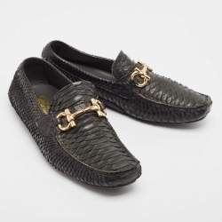 Salvatore Ferragamo Black Python Leather Mason Loafers Size 43.5