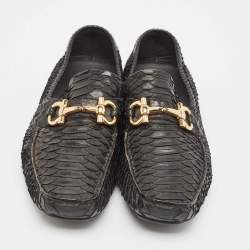 Salvatore Ferragamo Black Python Leather Mason Loafers Size 43.5