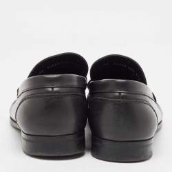 Pre Owned Salvatore Ferragamo Black Leather Gancini Loafers Size 45.5