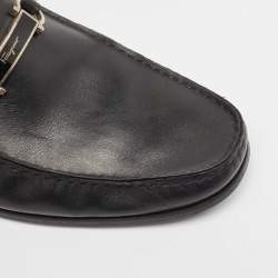 Pre Owned Salvatore Ferragamo Black Leather Gancini Loafers Size 45.5