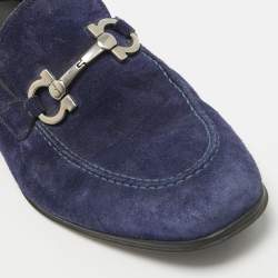 Salvatore Ferragamo Blue Suede Gancini Loafers Size 41.5