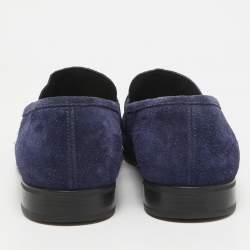 Salvatore Ferragamo Blue Suede Gancini Loafers Size 41.5