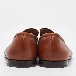 Pre Owned Salvatore Ferragamo Brown Leather Gancini Bit Penny Loafers Size 44