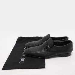 Pre Owned Salvatore Ferragamo Black Leather Gancini Loafers Size 44