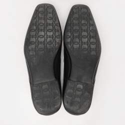 Pre Owned Salvatore Ferragamo Black Leather Gancini Loafers Size 44