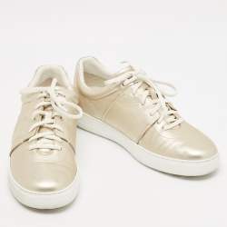 Salvatore Ferragamo Metallic Leather Lace Up Sneakers Size 44.5