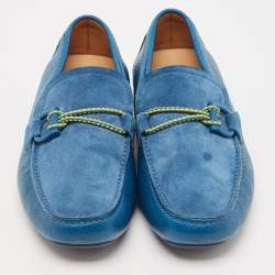 Salvatore Ferragamo Blue Leather and Suede Parigi Loafers Size 42