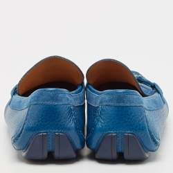Salvatore Ferragamo Blue Leather and Suede Parigi Loafers Size 42