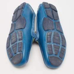 Salvatore Ferragamo Blue Leather and Suede Parigi Loafers Size 42