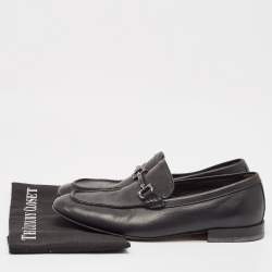 Salvatore Ferragamo Black Leather Gancini Slip On Loafers Size 41