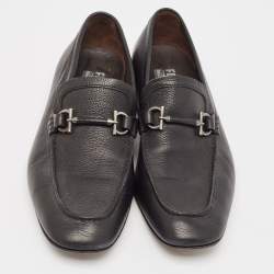 Salvatore Ferragamo Black Leather Gancini Slip On Loafers Size 41