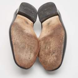 Salvatore Ferragamo Black Leather Gancini Slip On Loafers Size 41