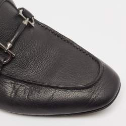 Salvatore Ferragamo Black Leather Gancini Slip On Loafers Size 41