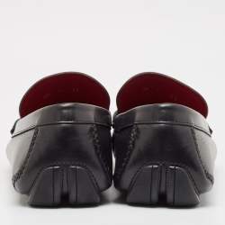 Salvatore Ferragamo Black Leather Gancini Bit Slip On Loafers Size 45